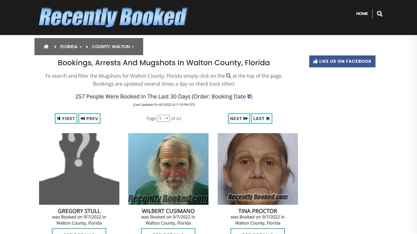 Recent bookings, Arrests, Mugshots in Walton County, Florida